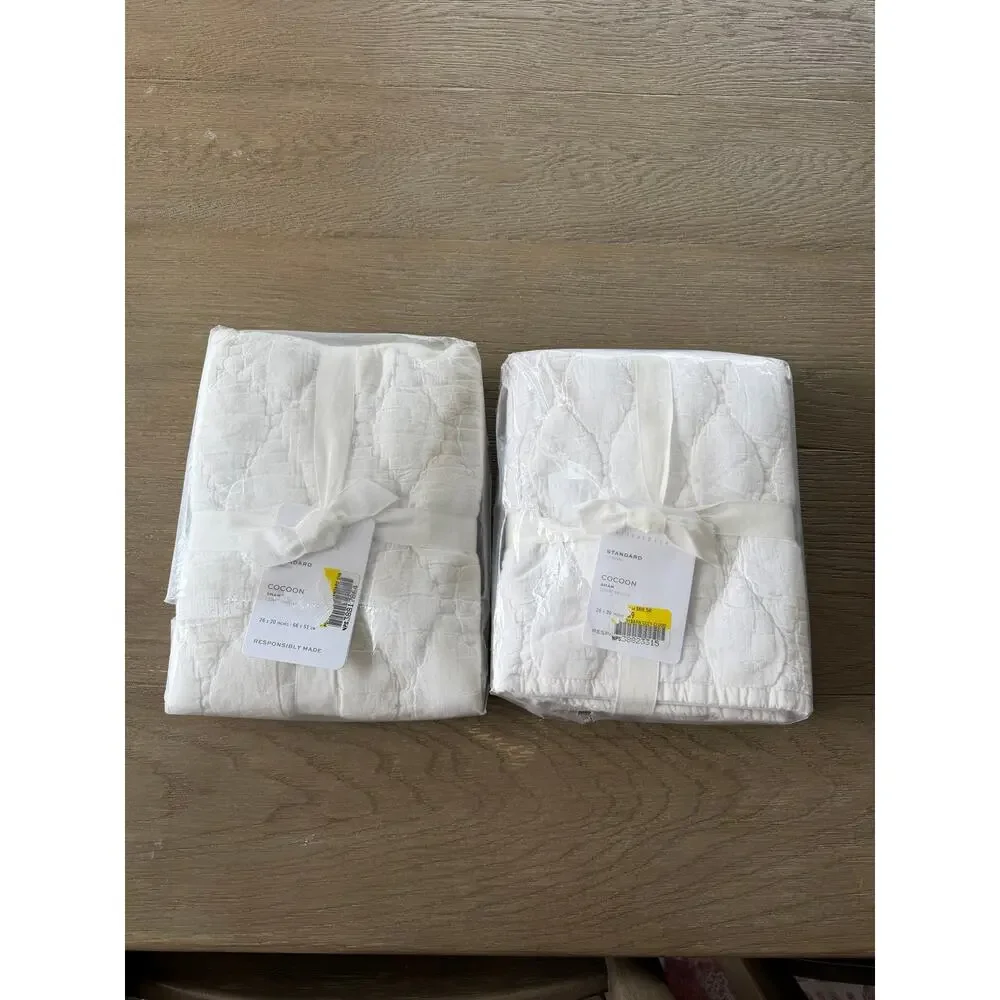 Pottery Barn Voile Quilted Sham Set of 2 White